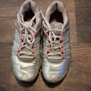 Silver and Pink Athletic Sneakers